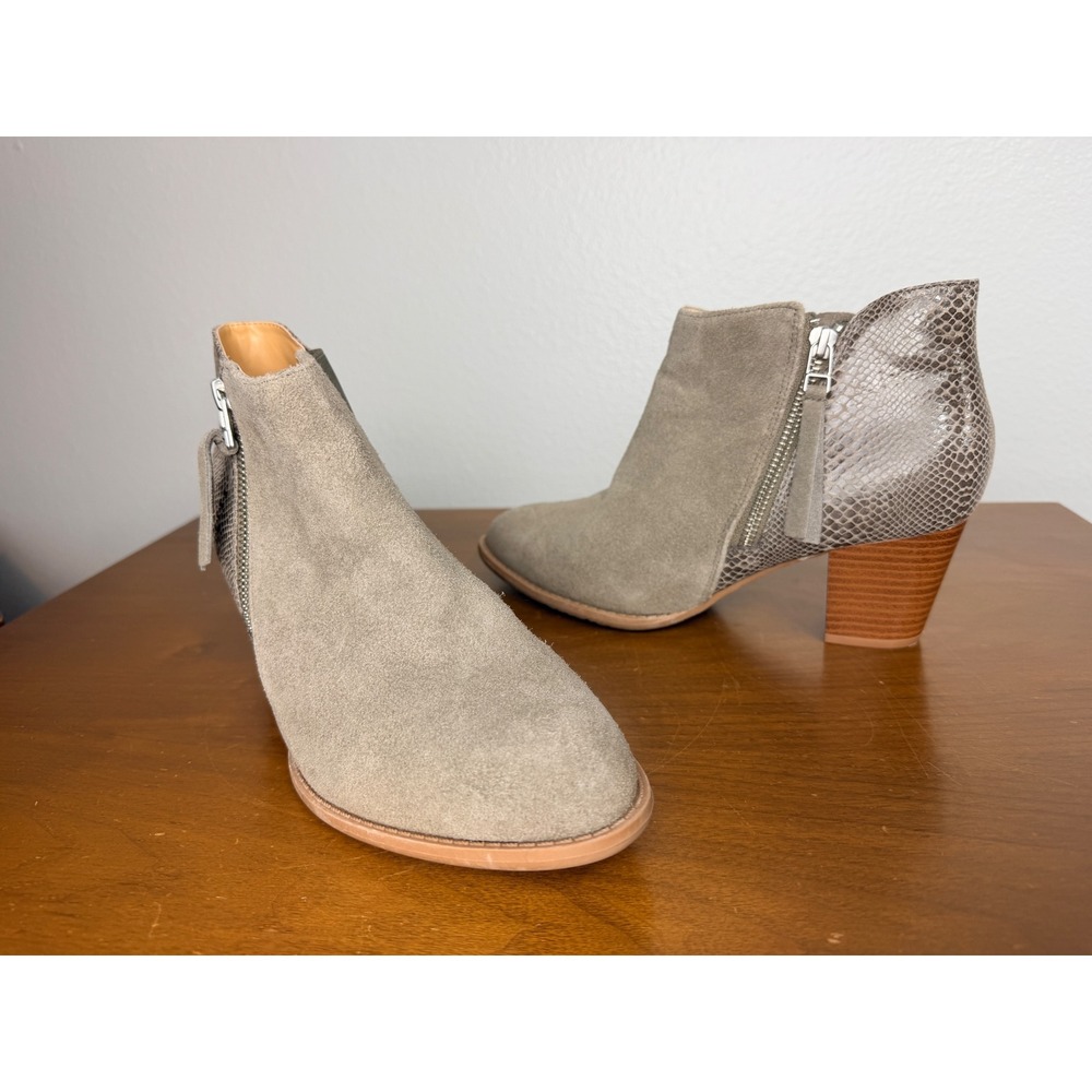 Vionic Ankle Boots Women's Sz‎ 8 Tan Snakeskin Anne Suede Block Heel